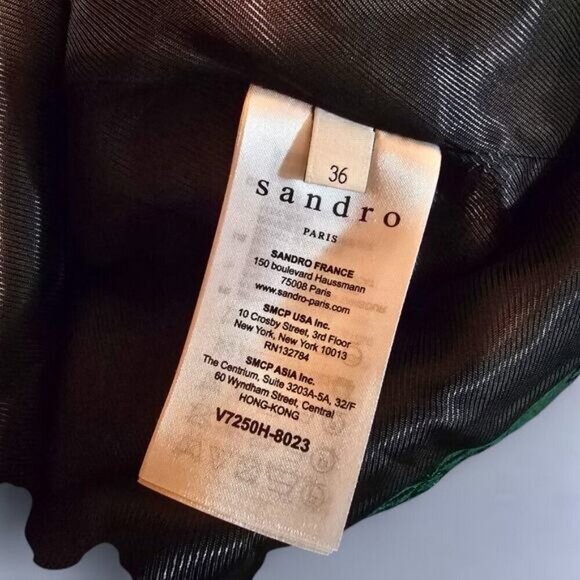 Sandro Floral Jacquard Jacket In Chlorophylle - Size 4 - Picture 6 of 11